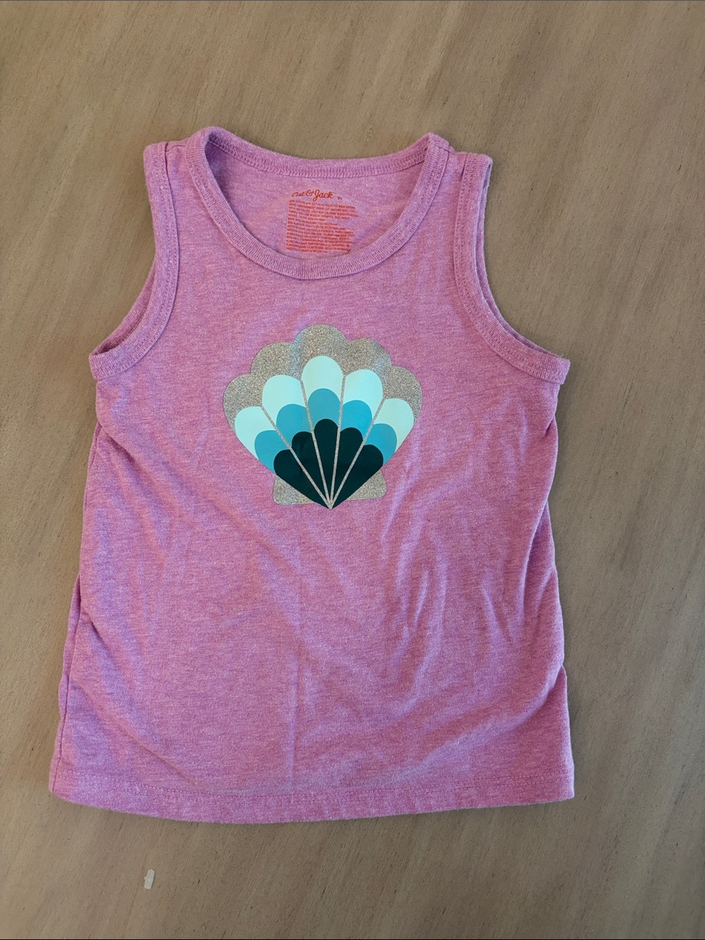 Carter's Pink Tank Top with Teal & Blue Shell Graphic